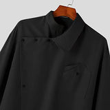 Riolio  Spring Autumn New Men's Shirt Design Irregular Turn-down Collar Tops French Fashion Show Unique Buckle Men Long Sleeve Shirt