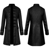 Riolio Spring Trench Coat Men Vintage Steampunk Jacket Embroidered Victorian Tailcoat Medieval Gothic Vampire Cosplay Halloween Costume