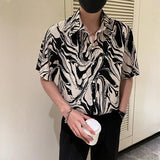 Riolio  Japanese Summer Ice Silk Flower Shirt for Men Short Sleeve Loose Casual Harajuku Oversized 2023 New Thin Hawaiian Shirt Men