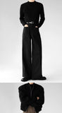 Riolio Korean Elegant Pants Fake Pocket Decoration Wide-leg Pants Autumn New American Style Design Sense Spliced Straight Suit Trousers