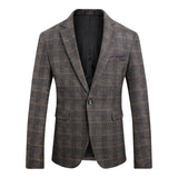 Riolio British's Style Vintage Plaid Blazer Men Casual Slim Fit Suit Jacket Single Button Business Social Blazer Plus Size M-5XL Hombre