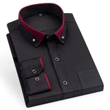 Riolio Men's Double Collar Shirt Long Sleeves Fashion Formal  Business Dress Shirt Casual Slim Fit Non-Iron Top AEchoice