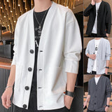 Riolio Men's Jacket Summer Ice Silk Quick Drying Jacket High-End Business Casual Waistcoat Solid Color All-In-One Trench Coat 5XL