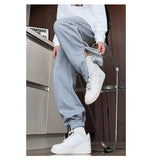 Riolio  Men Joggers Fall Winter New Style Elastic Ankle Sweatpants Loose Fit Outdoor Streetwear White Trousers Multi Functional