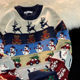 Riolio Men Vintage Sweater Christmas Streetwear Hip Hop Vintage Knit Cartoon Sweaters Autumn Harajuku Fashion Retro Casual Sweater Male