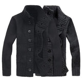 Riolio Chic Knitted Cardigan Ribbed Cuff Long Sleeve Comfy Thickened Warm Men Cardigan Sweater