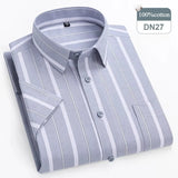 Riolio  plus size 14xl 100%cotton oxford hight qulity summer short sleeve shirts for men slim fit formal shirt soft plaid office clothes