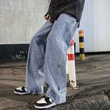 Riolio  Brand Men's Jeans Korean Version Student Casual Pants High Street Straight Loose Wide Leg Jeans Black Grey  Blue Baggy Jeans