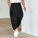 Riolio Men's Baggy Pants Casual Streetwear Belt High Quality Pure Color Joggers Fashion Harem Pants 2023 S-3XL