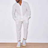 Riolio Autumn men's new fashion solid color suit cotton cardigan lapel long sleeve pants suit