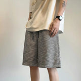 Riolio  Unisex Striped Knee Length Shorts American Retro Loose Fit Casual Five Point Pants