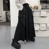 Riolio  XS-5XL Gothic Culottes Dark Workwear Big Pocket Samurai Pants Hakama Genderless Streetwear Wide-Leg Pant Men'S Clothing New