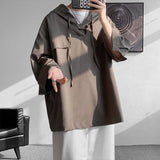 Riolio  Oversize Solid Color Youth T Shirts Men's Summer New 3/4 Sleeve Hooded Simplicity Trend Tops Tees Fashion Korean Men Clothing