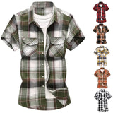 Riolio  Summer Hot Sale Of The Season Men's Checkered Shirt Short Sleeve Large Size Trendy Youth Casual Korean Style Fashionable Double