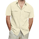 Riolio  Men's Short Sleeve Button-Down Shirt with Dual Pockets