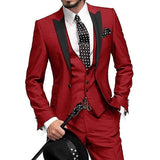 Riolio  3 Piece Purple Men's Suit Notch Lapel 1 Buttons Slim Fit Blazer Vest Pant Set Breathable Lightweight For Groom Business Casual