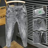 Riolio Y2k  Men Fashion Stylish Brand Denim Pants High Quality Designer Slim Fit All-match Trousers Casual Stretch Pencil Cropped Jeans