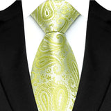 Riolio  Luxury 8CM Mens Necktie Green Color Floral Paisley Ties For Man Groom Jacquard Woven Neck Tie For Business Wedding Party