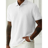 Riolio  Men's Heavyweight Polo Shirt Spring Summer Short-sleeved Jacquard T-shirt Turn-down Collar Casual Fashion Button Male Clothing