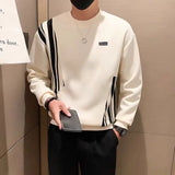 Riolio  Spring Autumn Round Neck Striped Contrast Color Men's Clothing Long Sleeve Pullover Hoodies Casual England Style Boyfriend Tops
