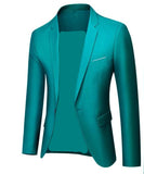 Riolio Bright Green Suit Jacket Men's Stylish Slim Blazer Wedding Party Dress Coat Suitable for All Seasons Big Size 5XL 6XL