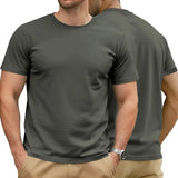 Riolio  Men's Cotton Solid T-shirt Summer Casual Crew Neck Short Sleeve Sport Tee