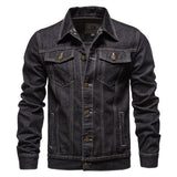 Riolio New Cotton Denim Jacket Men Casual Solid Color Lapel Single Breasted Jeans Jacket Men Autumn Slim Fit Quality Mens Jackets