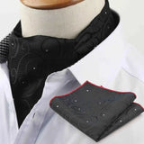 Riolio  Polyester Cravat Pocket Square Set Formal Necktie Handkerchief Ascot Self Tie Polka Dot Paisley Design Gentleman Necktie Gifts
