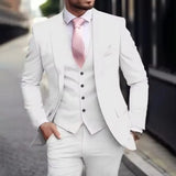 Riolio  Pink Luxury Men Suits Terno Slim fit 3 Piece Jacket Pant With Vest Groom Wedding Tuxedo Costume Homme Formal Occasion Terno
