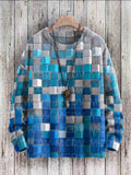 Riolio Vintage Geometry Art Print Casual Knit Pullover Sweater Women For Men Sweater
