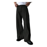 Riolio  Spring Autumn Men Business Casual Suit Pants Genderless Retro Comfort Outdoor Solid Color Loose High Waist Dress Pants Men