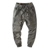 Riolio  Mens Workwear Cotton Welding Pants Elastic Waist Nine Points Labor Protection Pants Durable Dirt Resistant Loose Fit Casual T...