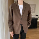 Riolio WELL DRESSED MEN Shoulder Padded Blazer Men Slim Fit Fashion Social Mens Dress Jacket Korean Casual Suit Jacket Mens Office Formal Jackets Coat