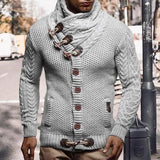 Riolio Stylish Men Sweater Long Sleeve Streetwear Super Soft Knitting High Collar Sweater Cardigan Sweater