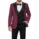 Riolio  Men's Luxury 3-Piece Tuxedo Suit Set with Peak Lapel Blazer Vest And Pants for Business Party Wedding Prom
