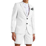 Riolio  Men's Slim Fit 2-Piece Suit Set with Notched Lapel Blazer And Shorts Tuxedo Fashion Summer Wedding Sports