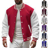 Riolio  Cross-border men's autumn and winter flight jacket baseball jersey velvet loose casual stand-up jacket men