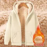 Riolio Autumn Winter New Men's Fleece Lined Thickened Sweatshirt Cardigan Hooded Zip Up Versatile Casual Jacket Warm Lambswool