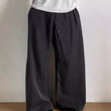 Riolio  Unisex Wide-Leg Trousers - High Waist with Button Fly Pleated Relaxed Fit