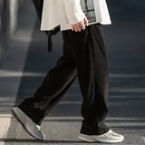 Riolio  Loose Waist Corduroy Casual Pants Straight Slim Design Wide Loose American Style Sensual Pants Men