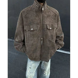 Riolio Street Zipper Jacket High-end Handsome Stand-up Collar Coat American 2025 Retro Handsome Work Jacket Loose Top Urban
