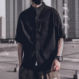 Riolio  Men's Shirt with Pocket Plain Linen Male Shirts Clothing High Quality Luxury Designer Casual Regular Japanese Vintage I Sleeves