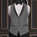 Riolio  Men Vest Ivory With Black Lapel Single Breasted Waistcoat For Banquet Wedding Business Work Office Casual Daily Men Suit Vest