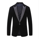 Riolio Men's Fashion Trend Velvet Groom Tuxedo Slim Fit Wedding Party Dress Business Casual Suit Jacket Banquet Single Blazers Coat