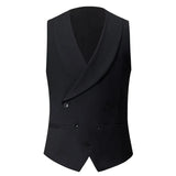 Riolio Mens Stylish Shawl Collar Double Breasted Tuxedo Vest Brand New Slim Fit Business Wedding Dress Waistcoat Gilet Homme Black