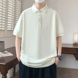 Riolio  Men's Top Trendy T-shirt Spring Summer High Quality Fashionable Minimalist Solid Color Polo Shirt Versatile Comfortable Casual