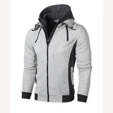 Riolio Men Hoodie Coats Autumn Winter Double Zip Pocket Long Sleeve Zip Cardigan Sweatshirt Male