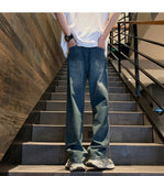 Riolio  New Straight Jeans men Elastic waist Spring New Vintage Casual Baggy Jeans Korean Youth Trousers Classic Wide Leg Denim Pants