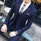 Riolio  S-7XL ( Blazer + Vest + Pants ) Brand Men's Formal Business Suit Three-piece Set Groom Wedding Party Dress Solid Color Plaid