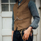 Riolio Vests Men Vintage Slim Classic Smart Casual Woolen Coats Autumn American Style Handsome Mature High Street All-match Fashion New